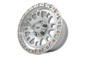Wheel - Rough Country - 82 Series, One-Piece Aluminum, 15x8, 5x4.5 Bolt Pattern, -19mm Offset, 8-Spoke, Simulated Beadlock - Full Machined
